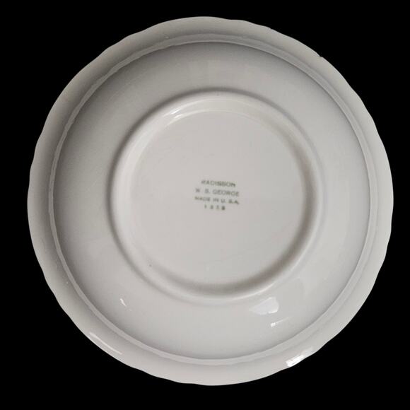 W.S. George Radisson Pink Floral Scalloped Serving Bowl USA 133B Gold Trim - Picture 3 of 4